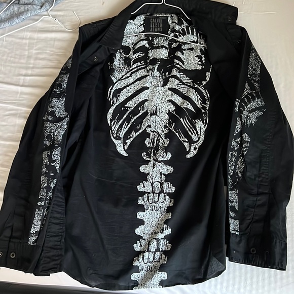 Men CALVIN KLIEN JEANS long sleeve button vintage Skull Liberty Skeleton Medium - Picture 3 of 7